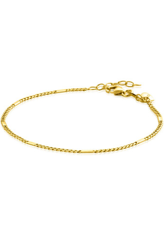 ZGA426 ZINZI Gold 14 krt gouden gourmet armband met plaatjes 1,5mm breed, lengte 17-19cm