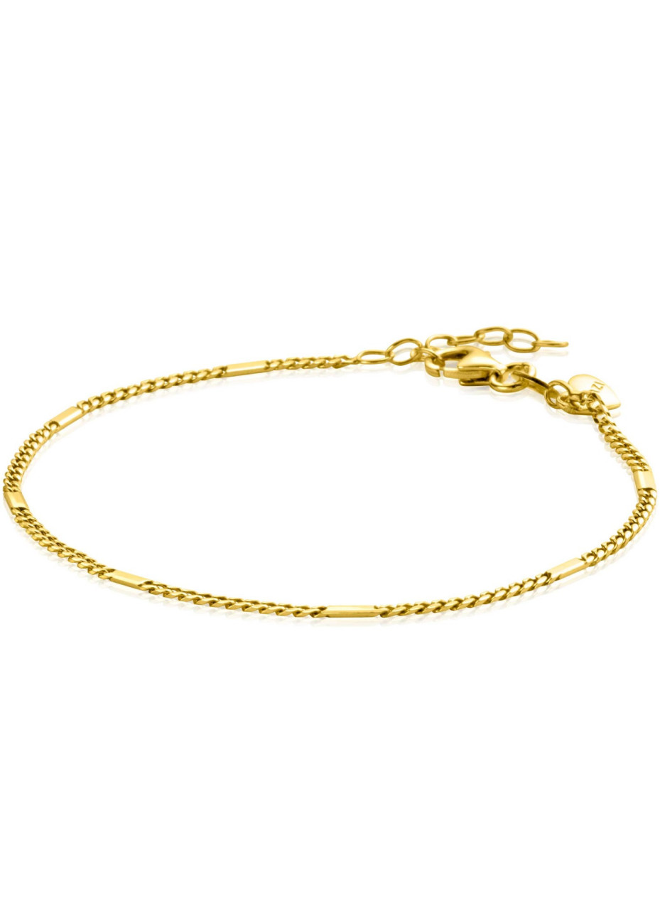 ZGA426 ZINZI Gold 14 krt gouden gourmet armband met plaatjes 1,5mm breed, lengte 17-19cm