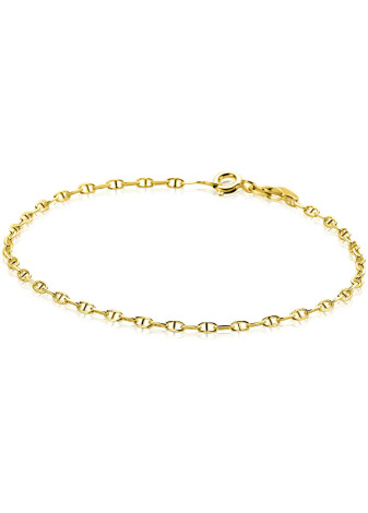 ZGA577 ZINZI Gold 14 karaat gouden massieve marine schakelarmband 2mm breed 18,5cm