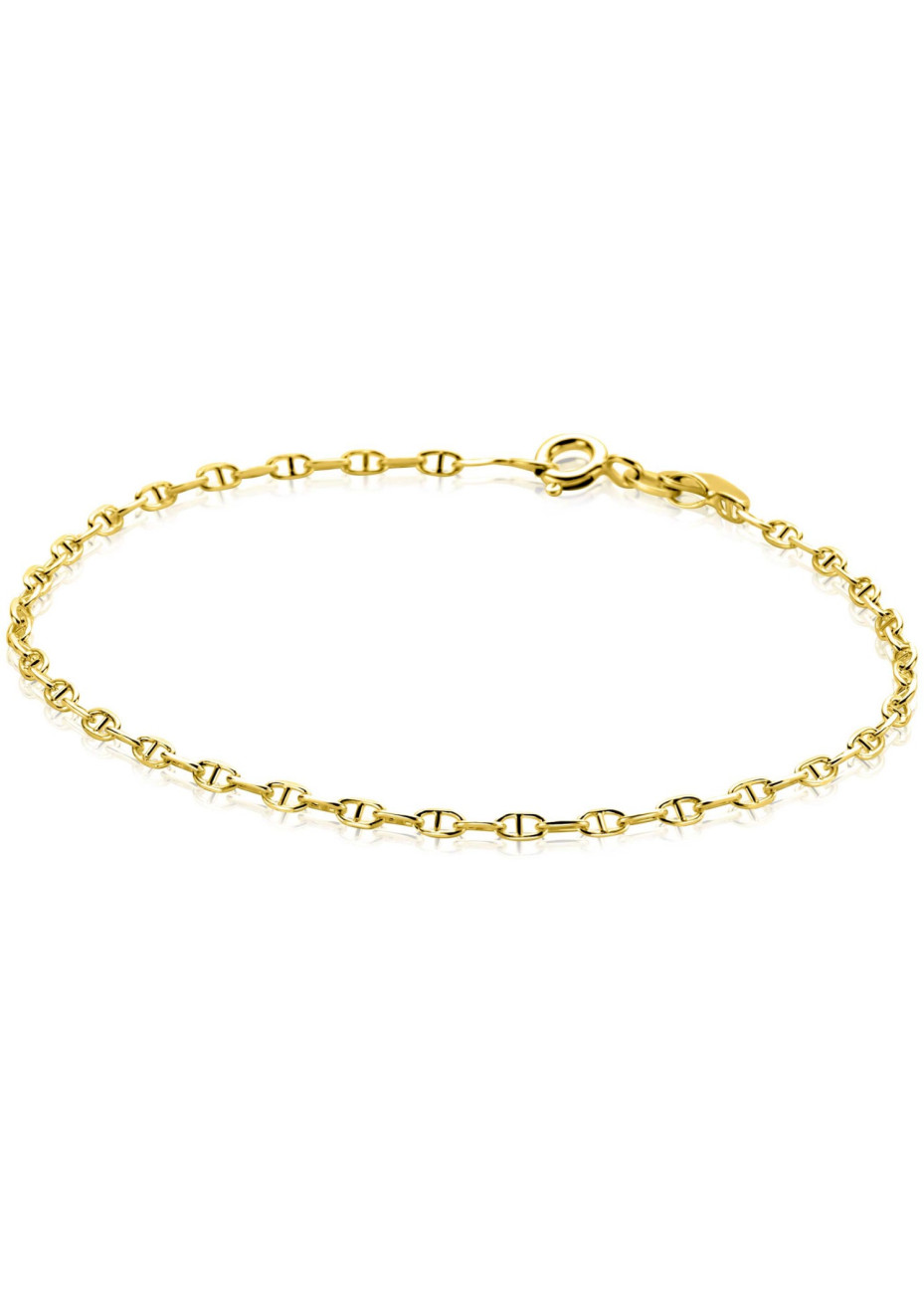 ZGA577 ZINZI Gold 14 karaat gouden massieve marine schakelarmband 2mm breed 18,5cm