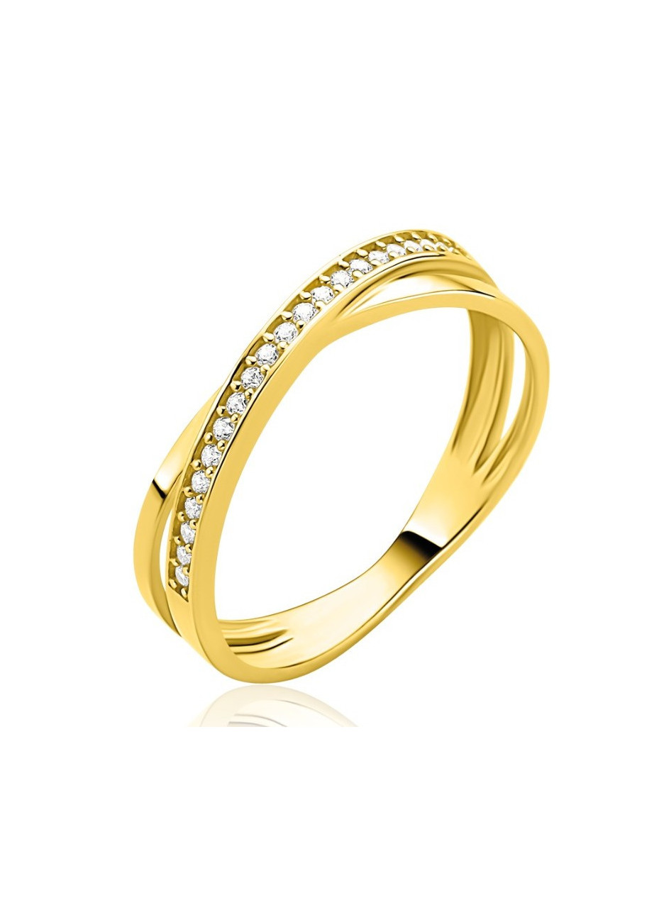 ZGR469 Crossover damesring goud zirconia Zinzi mt 17.25