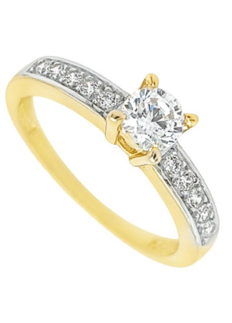 Aanzoeksring GR1156 Geelgouden ring met zirconia mt 17