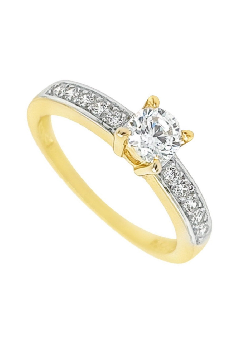 Aanzoeksring GR1156 Geelgouden ring met zirconia mt 17