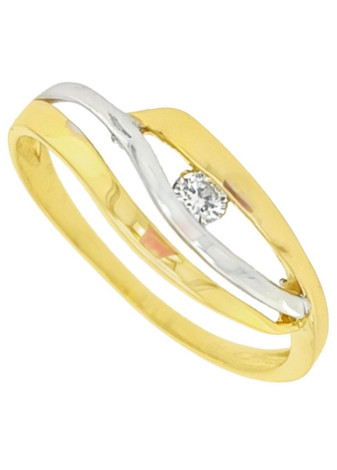 Damesring GR1288-55 Bicolor gouden ring Fantasie met zirkonia