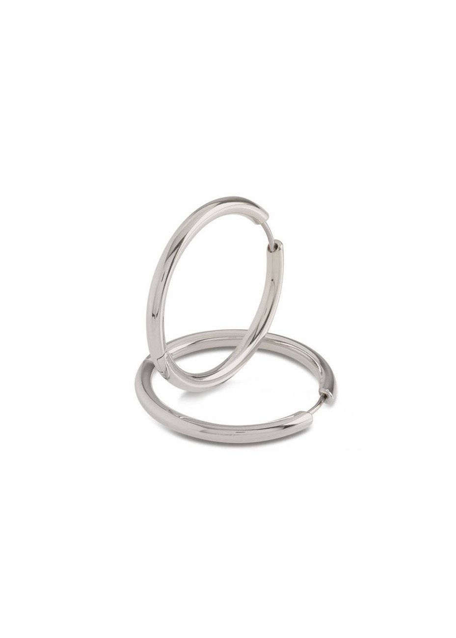 05073-01 Gladde titanium oorringen Boccia 30 mm