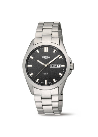3683-02 Eenvoudig degelijk titanium herenhorloge saffierglas 10 atm Boccia
