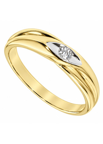 .2.6 gram Damesring vintage goud met 0.025 crt. briljant mt 18.75