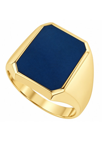 .7.0 gram holle gouden zegelring herenring met blauwe lagensteen mt 20.25