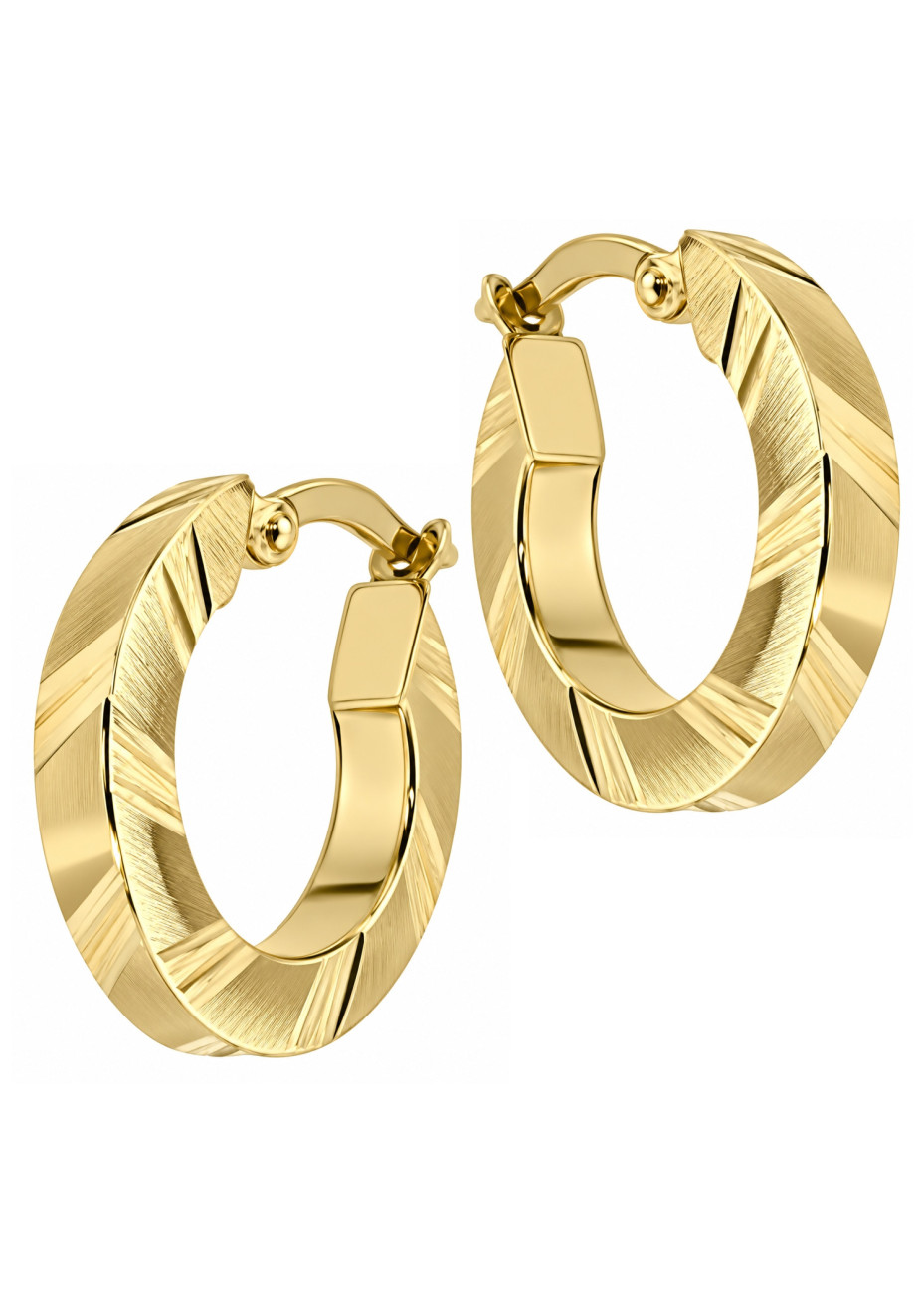 .2.2 gram gouden oorringen 16x3 mm met schuine streepjes