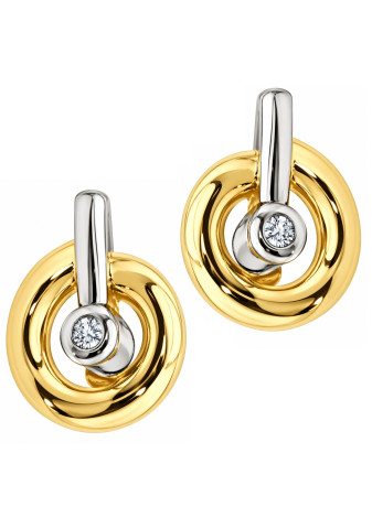 .2.8 gram speelse bicolour gouden oorknoppen met diamant