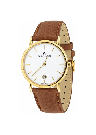 12.8 gram 18 krt. gouden herenhorloge Maurice Lacoix met leren band