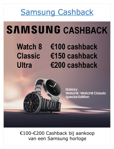 €100-€200 Cashback op Samsung Galaxy Watch 8
