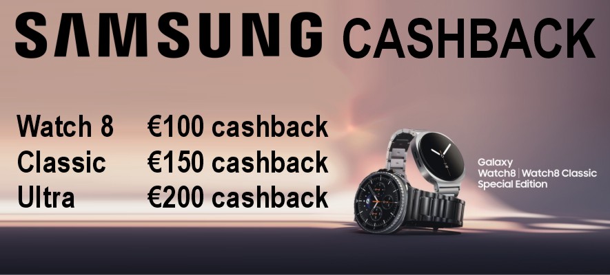 €100-€200 Cashback op Samsung Galaxy Watch 8
