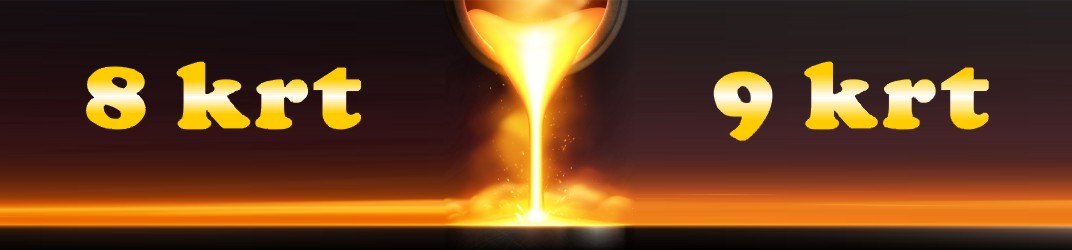 Sieraden gemaakt van 8 krt of 9 krt