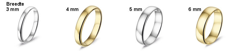 De breedte van uw trouwringen