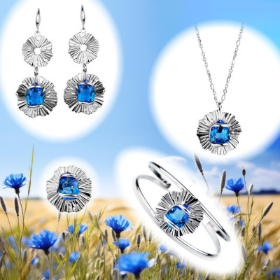 Andrea Marazzini blauw kristal sieradenset