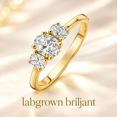 Gouden damesring met labgrown diamant